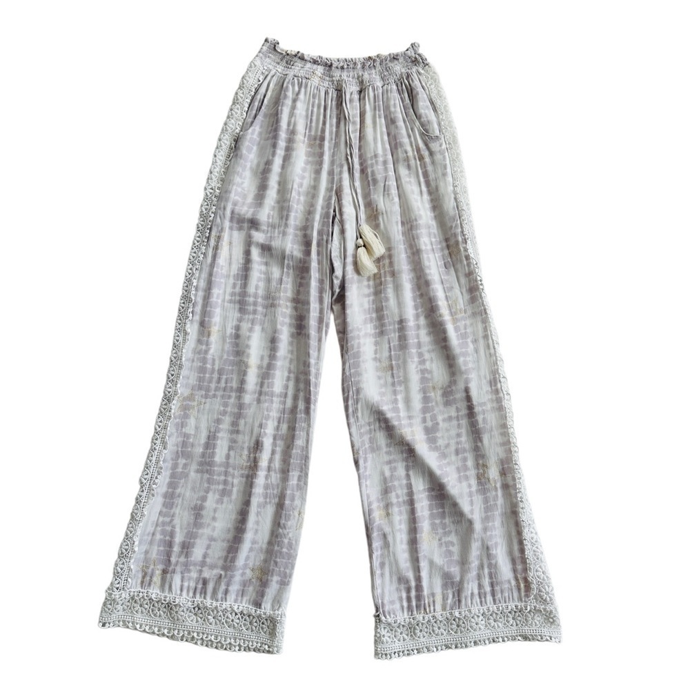 Surf Gypsy Crochet Trim Tie Dye Star Print Beach Cover Up Pants L